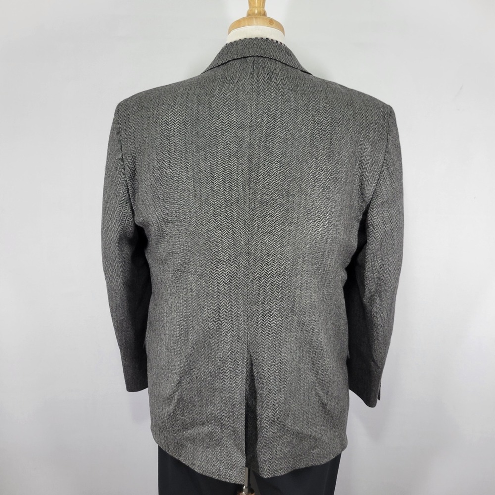 Stafford Essentials Mens Sport Coat Blazer Three Button GRY Herringbone Wool 42S - Picture 13 of 16